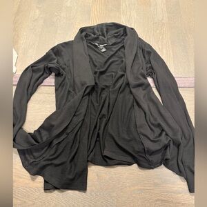 Black Open Front Drape Cardigan - Soft Lightweight Layer